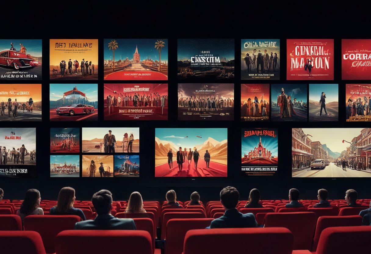 A cinematic landscape showcasing the evolution of adult cinema: on one side, a glamorous film festival scene with red carpets and vibrant lights, transitioning to a digital streaming platform interface with diverse film thumbnails. Include elements of nostalgia such as vintage film reels and modern gadgets like tablets and smart TVs. Capture the essence of change with dynamic lighting and contrasting colors. super-realistic. vibrant colors. 3D.